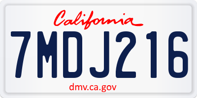 CA license plate 7MDJ216