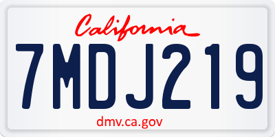 CA license plate 7MDJ219