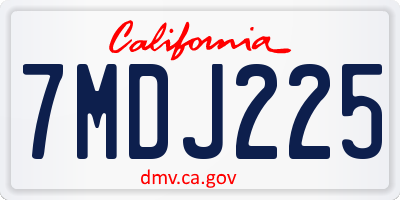 CA license plate 7MDJ225