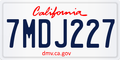 CA license plate 7MDJ227