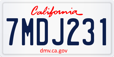 CA license plate 7MDJ231