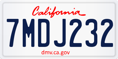 CA license plate 7MDJ232