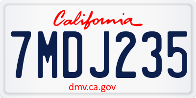 CA license plate 7MDJ235