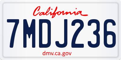 CA license plate 7MDJ236