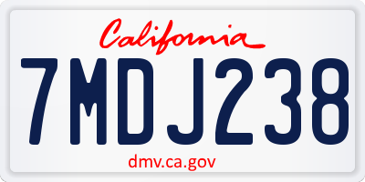 CA license plate 7MDJ238