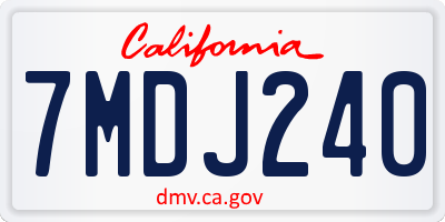 CA license plate 7MDJ240