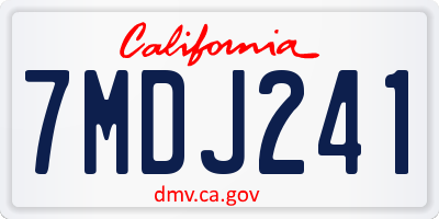 CA license plate 7MDJ241