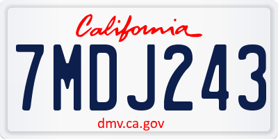 CA license plate 7MDJ243