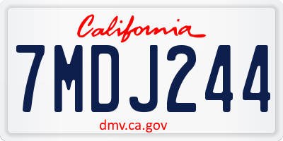CA license plate 7MDJ244