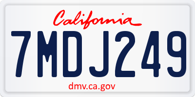 CA license plate 7MDJ249