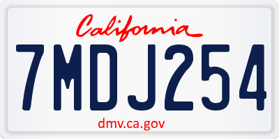 CA license plate 7MDJ254