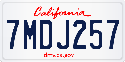 CA license plate 7MDJ257