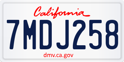 CA license plate 7MDJ258