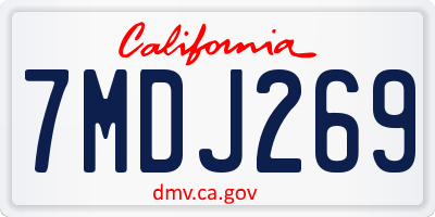 CA license plate 7MDJ269