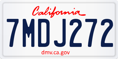 CA license plate 7MDJ272