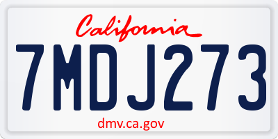 CA license plate 7MDJ273