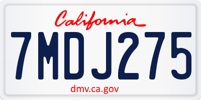 CA license plate 7MDJ275