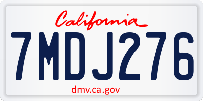 CA license plate 7MDJ276