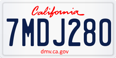 CA license plate 7MDJ280