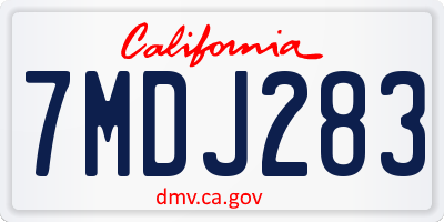 CA license plate 7MDJ283