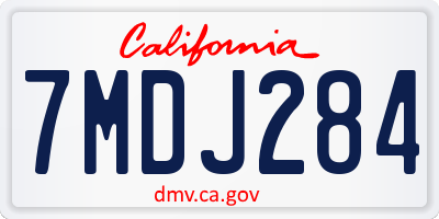 CA license plate 7MDJ284