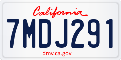 CA license plate 7MDJ291