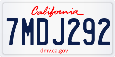 CA license plate 7MDJ292