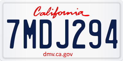CA license plate 7MDJ294
