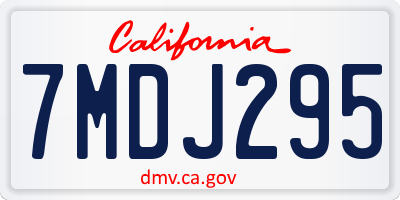 CA license plate 7MDJ295