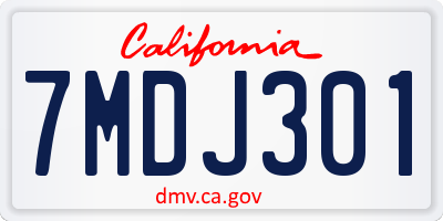 CA license plate 7MDJ301