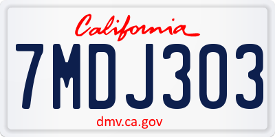 CA license plate 7MDJ303