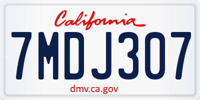 CA license plate 7MDJ307