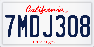 CA license plate 7MDJ308