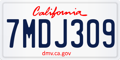 CA license plate 7MDJ309