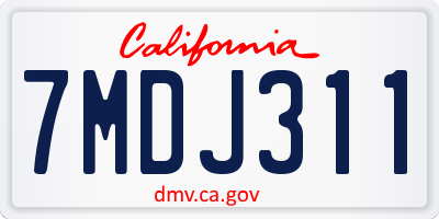 CA license plate 7MDJ311