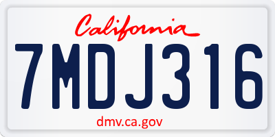 CA license plate 7MDJ316
