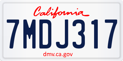 CA license plate 7MDJ317