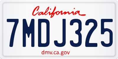 CA license plate 7MDJ325