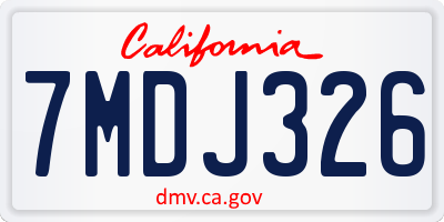 CA license plate 7MDJ326