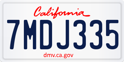 CA license plate 7MDJ335