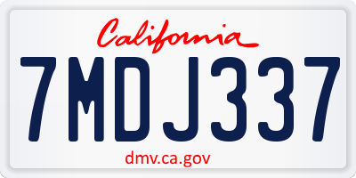 CA license plate 7MDJ337