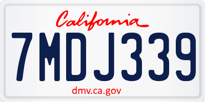 CA license plate 7MDJ339