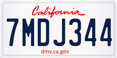 CA license plate 7MDJ344