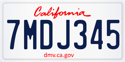 CA license plate 7MDJ345