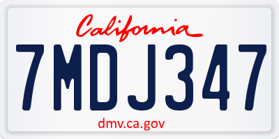 CA license plate 7MDJ347