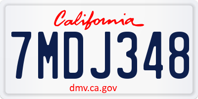 CA license plate 7MDJ348