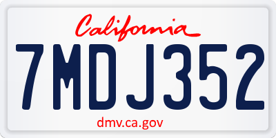 CA license plate 7MDJ352
