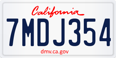 CA license plate 7MDJ354