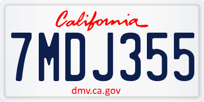 CA license plate 7MDJ355