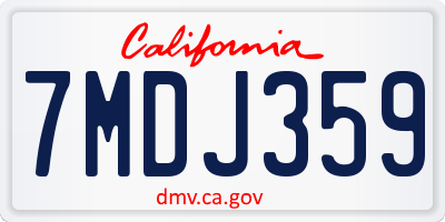 CA license plate 7MDJ359